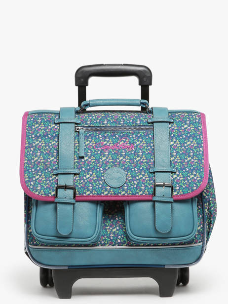 Cartable à Roulettes Enfant 2 Compartiments Cameleon Bleu vintage fantasy CR38
