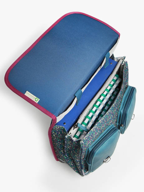 Cartable à Roulettes Enfant 2 Compartiments Cameleon Bleu vintage fantasy CR38 vue secondaire 3