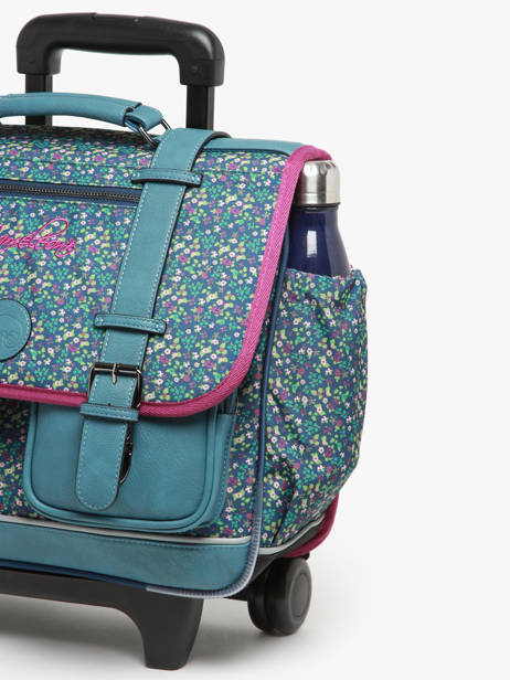 Cartable à Roulettes Enfant 2 Compartiments Cameleon Bleu vintage fantasy CR38 vue secondaire 6