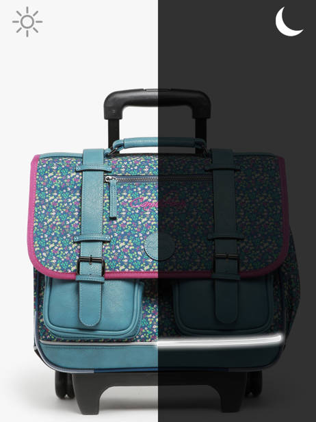Cartable à Roulettes Enfant 2 Compartiments Cameleon Bleu vintage fantasy CR38 vue secondaire 8
