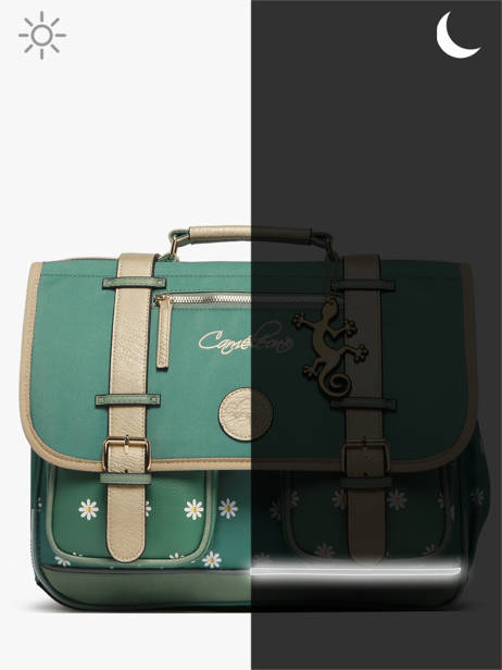 Cartable Enfant 3 Compartiments Cameleon Vert vintage fantasy CA41 vue secondaire 8