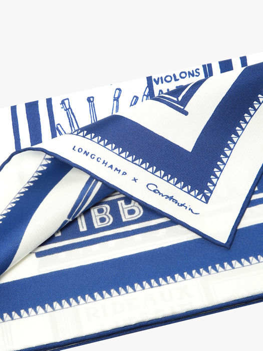 Longchamp Soie gots Foulard Bleu