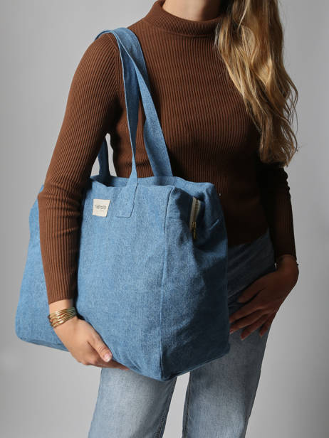 Le Sac Porté épaule A4 Célestins Coton Recyclé Rivedroite Bleu timeless CELESTIM vue secondaire 1