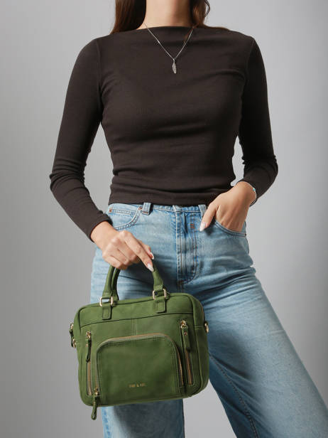 Sac Bandoulière Baby Macy Cuir Nat et nin Vert vintage BABYMACY vue secondaire 1