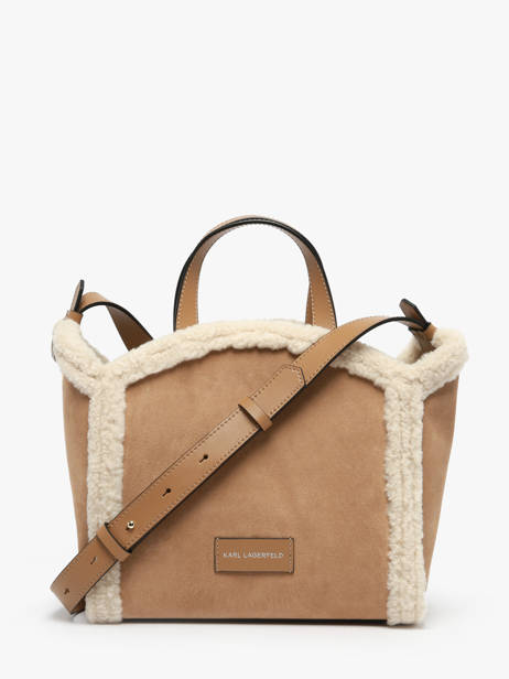 Sac Porté Main K Circle Shearling Cuir Karl lagerfeld Marron k circle A4W30087 vue secondaire 4