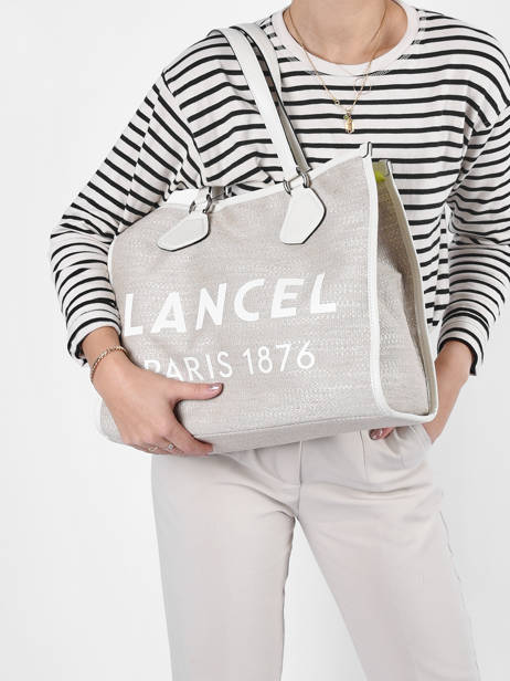 Sac Cabas D'été Toile De Jute Et Cuir Lancel cabas d'ete A10749 vue secondaire 1